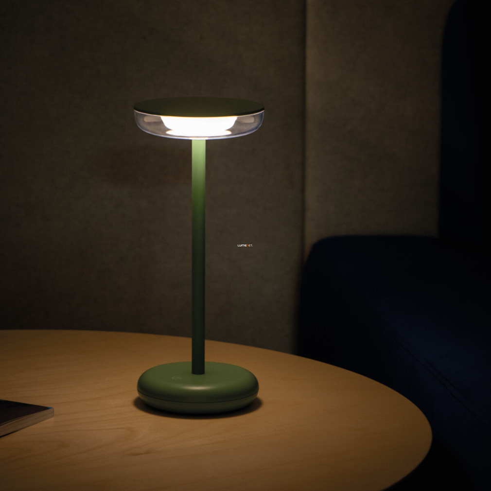 Zöld asztali LED lámpa kültérre, tölthető (Fluxy)