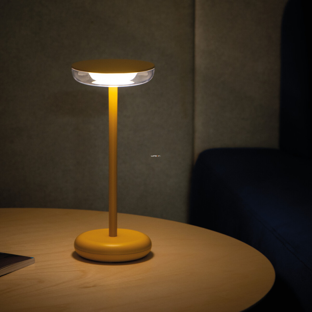 Sárga asztali LED lámpa kültérre, tölthető (Fluxy)