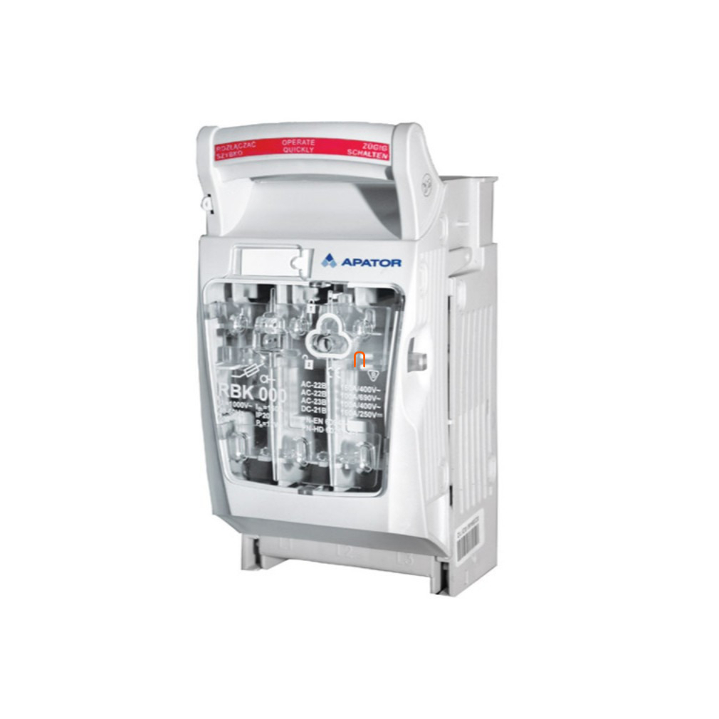 Szakaszoló biztosíték vízszintes 000-160A, szerelőlapra, S csatlakozás APATOR RBK-000 Pro, 63-823191-011