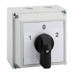  Tokozott ipari 1-0-2 állású választókapcsoló 3P 10A Apator 4G10-53-PK