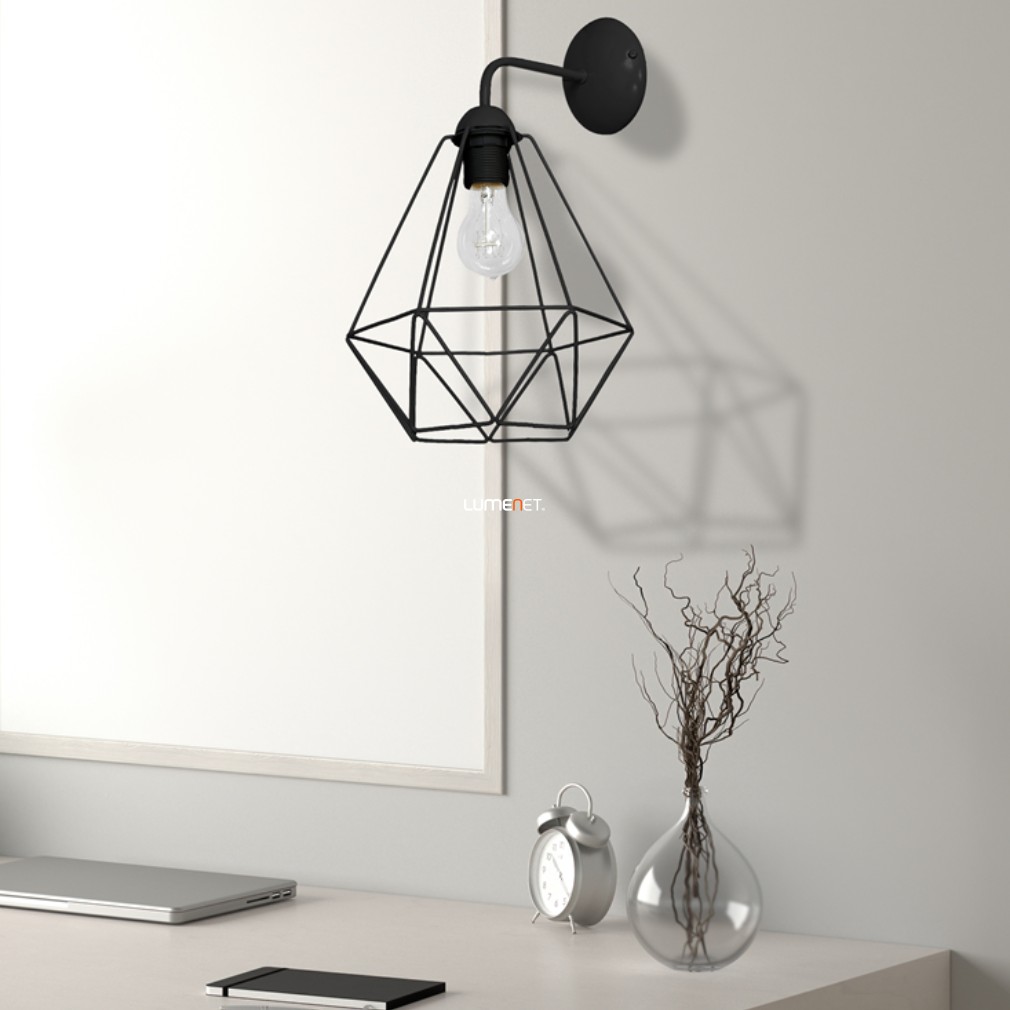 Geometrikus fali lámpa, fekete (Basket)