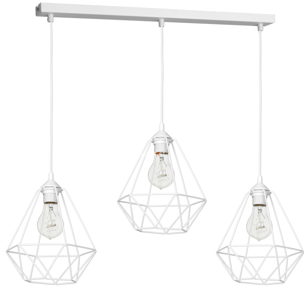 Geometrikus függesztett lámpa három foglalattal, fehér színű (Basket)