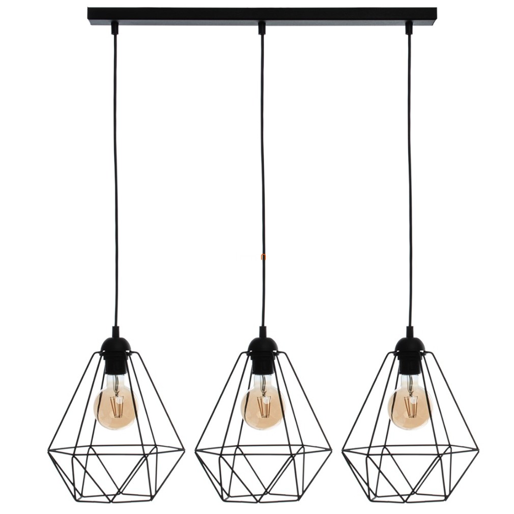 Geometrikus függesztett lámpa három foglalattal, fekete (Basket)