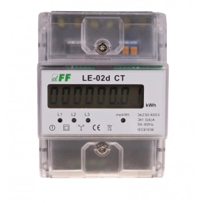   Fogyasztásmérő DIN sínre 3 fázisú áramváltós  x/5 áttétel 5-6000 LCD DIN F&F LE-02D CT