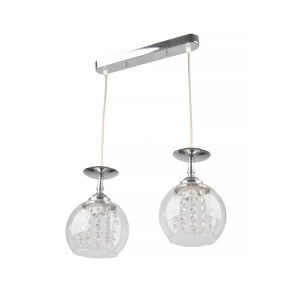   Függesztett lámpa kristály díszekkel 2xE27 foglalattal - Glass Klausen LY-3316