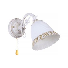   Vintage fali lámpa kristály díszekkel, húzókapcsolóval E27 foglalattal - Merida Klausen LY-3456