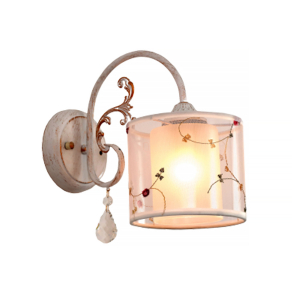   Vintage fali lámpa kristály díszekkel, húzókapcsolóval E27 foglalattal - Provance Klausen KL101014