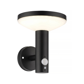   LED napelemes fali lámpa, 4,4 W, 215 lm, meleg fény, mozgásérzékelővel, fekete - Klausen Shiny