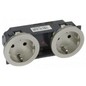   Legrand Céliane 2x2P+F csatlakozóaljzat biztonsági zsaluval, sínezett, titán - 67162