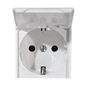   Legrand Program Mosaic 2P+F aljzat gyermekvédett, csapófedéllel, rugós, 2m, fehér - 77219