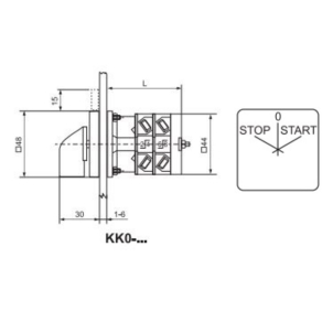   Ganz KK0-20-0479 N Visszaálló vezérlő, fogantyús kézikapcsoló 20A, BE - KI kétirányból IP44