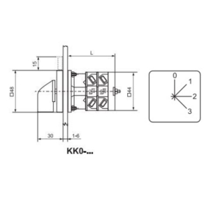   Ganz KK0-20-4485 Fokozatkapcsoló, fogantyús kézikapcsoló 20A, 0+3 fokozatú IP44, 3P