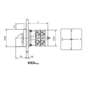   Ganz KK0-20-9519 Átkapcsoló, fogantyús kézikapcsoló 20A, 1 ampermérő, 3 áramváltó IP44