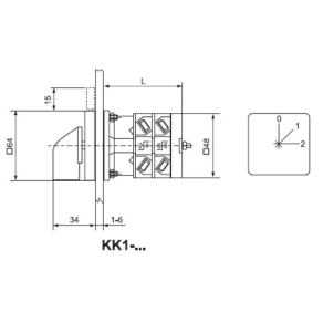   Ganz KK1-32-4174 Fokozatkapcsoló, fogantyús kézikapcsoló 32A, 0+2 fokozatú IP44, 3P