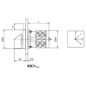   Ganz KK1-32-4177 Fokozatkapcsoló, fogantyús kézikapcsoló 32A, 0+3 fokozatú IP44, 3P