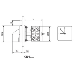   Ganz KK1-32-4180 Fokozatkapcsoló 0 állás nélkül, fogantyús kézikapcsoló 32A, 3 fokozatú IP44, 3P