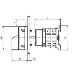   Ganz KKL1-32-6171 Átkapcsoló 0 állás nélkül, lakatolható kézikapcsoló 32A, 1-2 felirat, IP44, 4P
