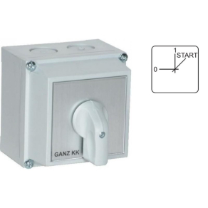   Ganz visszaálló motorkapcsoló, tokozott kézikapcsoló 20A, egy fázissal és segédfázissal egy forgásirányra IP65 (KKM0-20-0493)