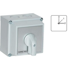   Ganz fokozatkapcsoló, tokozott kézikapcsoló 20A, 0+2 fokozatú IP65, 1P (KKM0-20-4480)
