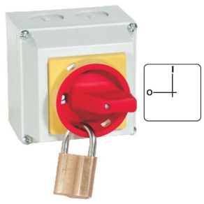   Ganz KKMV1-32-9021 Vészleállító kapcsoló, tokozott kézikapcsoló 32A, IP65, 4P
