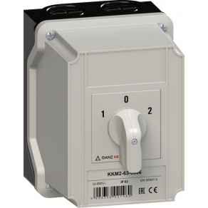   Ganz KKM2-63-6006 Átkapcsoló 0 állással, tokozott kézikapcsoló 63A, 1-0-2 felirat, IP65, 3P
