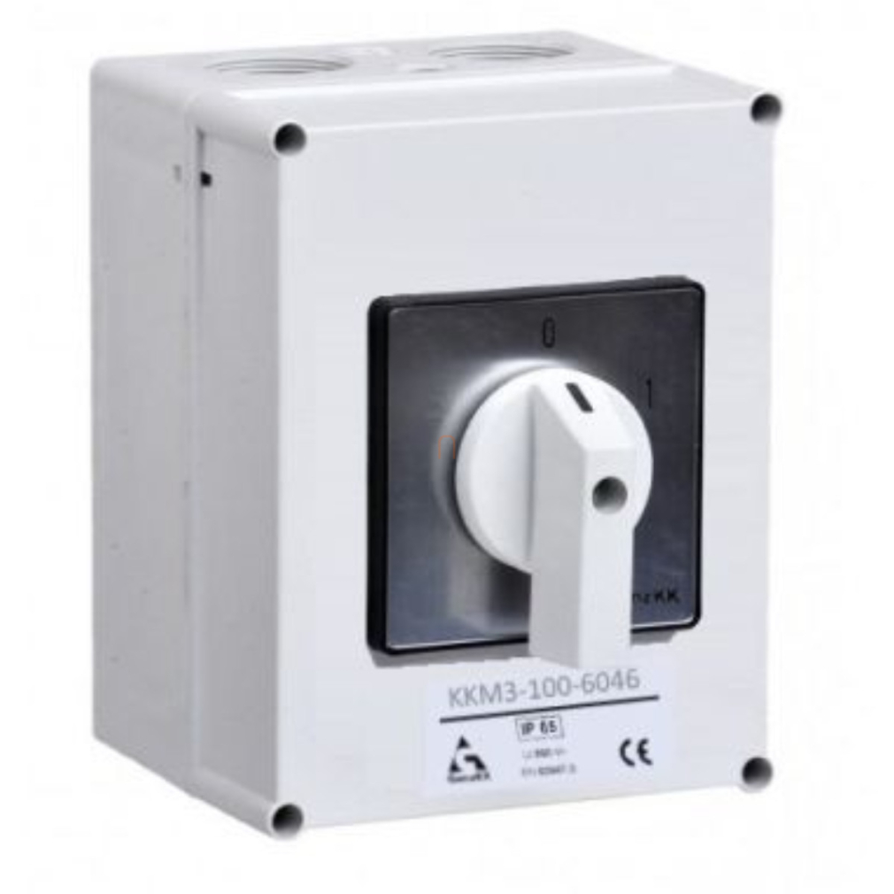 KKM3-100-6046 Be-ki kapcsoló, 100A, IP65, 4P, tokozott, Ganz