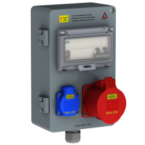   Ganz CSK1-400-3-101-32  Csatlakozó kombináció  teljes védelemmel  1db 5P 32A, 1db 2P+N 16A  32A,  4111-4-310132