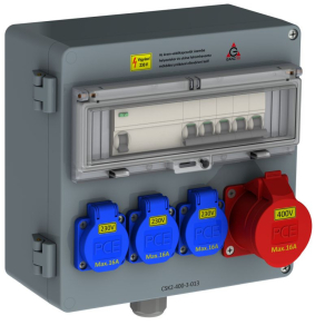   Ganz CSK2-400-3-013-25  Csatlakozó kombináció  teljes védelemmel  1db 5P 16A, 3db 2P+N 16A  25A,  4112-4-301325