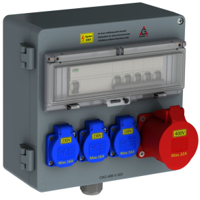   Ganz CSK2-400-2-103-16  Csatlakozó kombináció  hibaáram védelemmel  1db 5P 32A, 3db 2P+N 16A  16A,  4112-4-210316