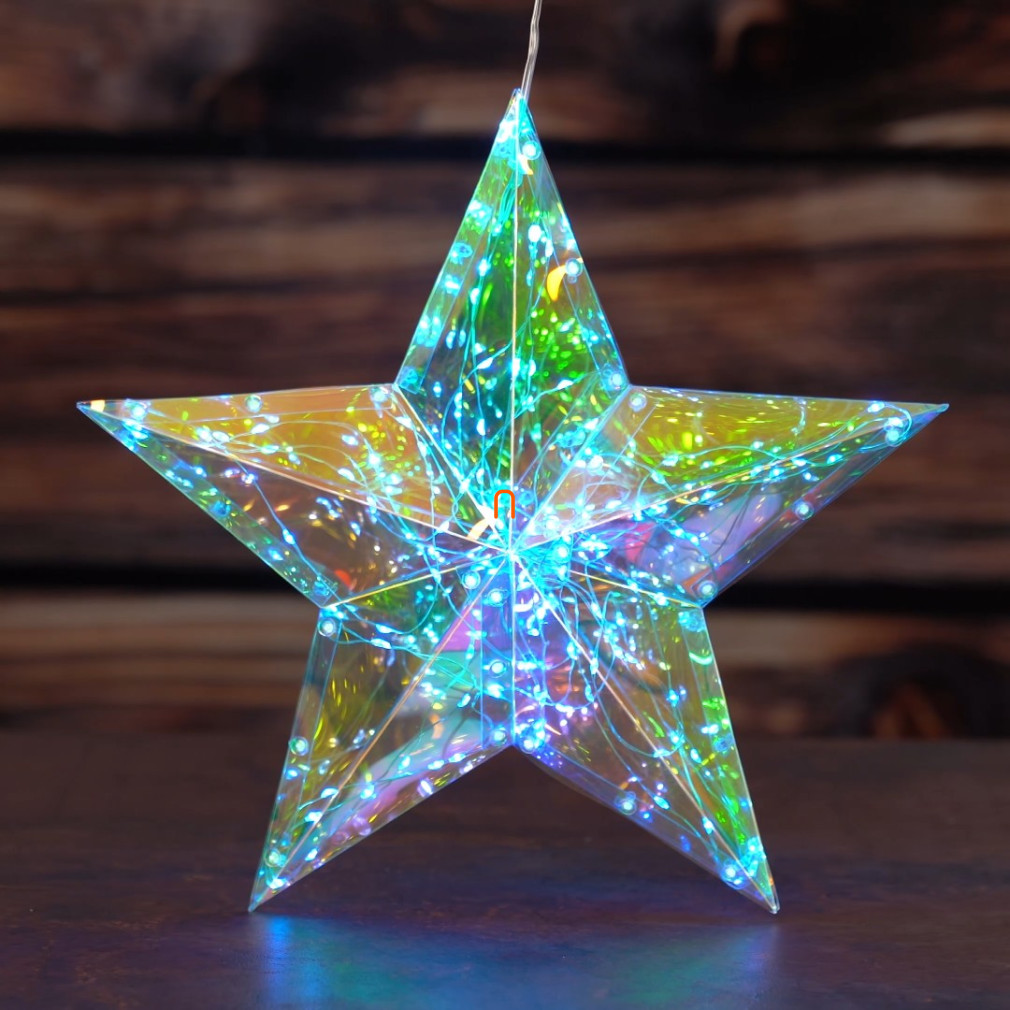 Karácsonyi irizáló LED csillag, 30x35 cm - QX-Impex 432766