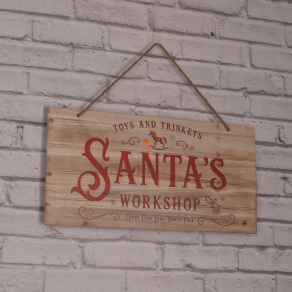   Karácsonyi fa tábla "Santa's workshop" - 60x30cm