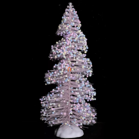 Karácsonyi havas fenyőfa dekor, rózsaszín