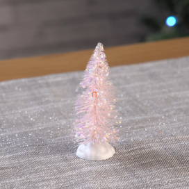   Karácsonyi mini fenyőfa dekor rózsaszín-fehér színben, 10cm