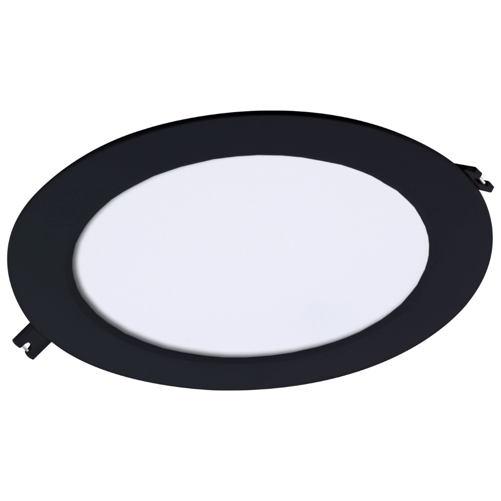 Süllyesztett mennyezeti LED panel, melegfehér fényű, 18W, fekete, 22 cm (Shaun 2)