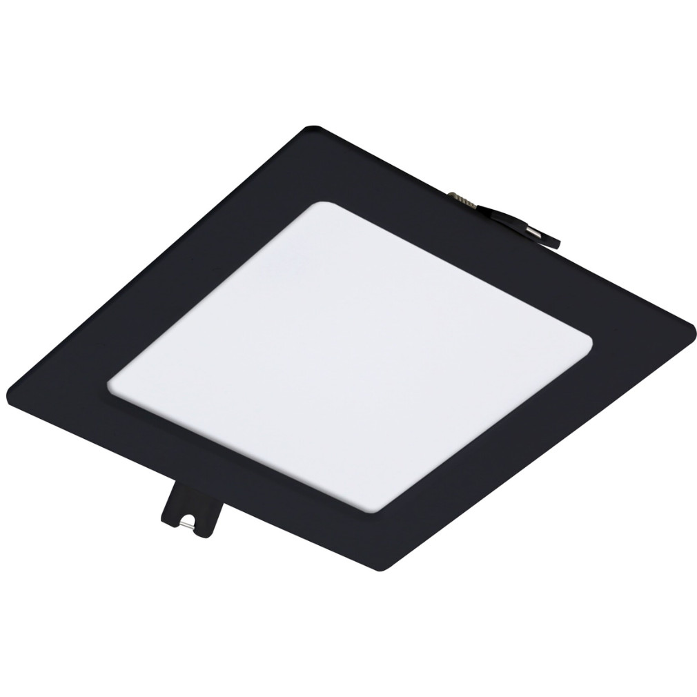 Süllyesztett mennyezeti LED panel, melegfehér fényű, 6W, fekete (Shaun 2)