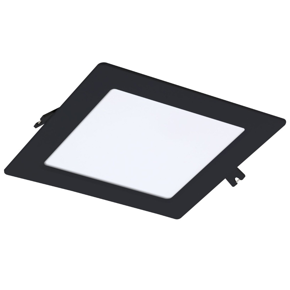 Süllyesztett mennyezeti LED panel, melegfehér fényű, 12W, fekete (Shaun 2)