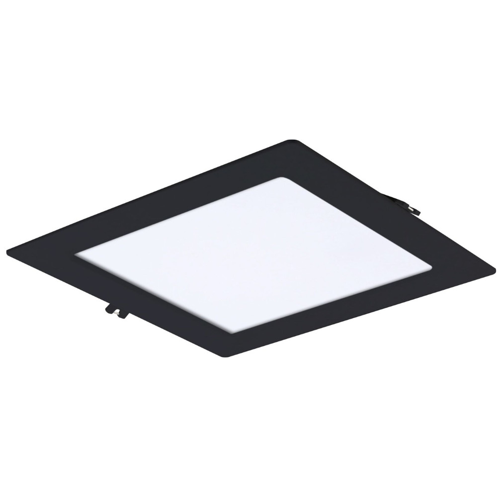 Süllyesztett mennyezeti LED panel, melegfehér fényű, 18W, fekete (Shaun 2)