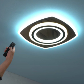   Távirányítóval szabályozható mennyezeti LED lámpa fekete-arany színben, 48x48cm - Taneli 2 Rábalux 71317