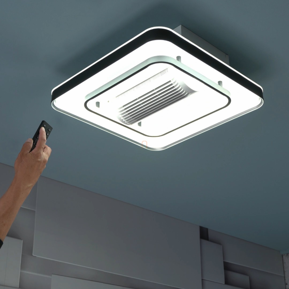Távirányítóval szabályozható ventilátoros mennyezeti LED lámpa, 48 cm, szögletes - Aireon Rábalux 71341