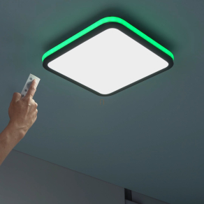   Távirányítóval szabályozható mennyezeti RGBW LED lámpa külső keret világítással - Serkan Rábalux 71399