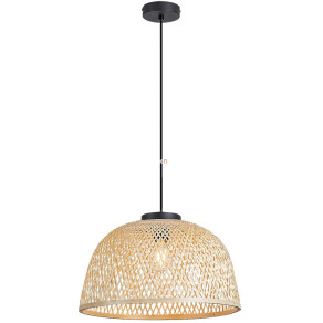   Függesztett lámpa fekete-natúr színben - rattan Rábalux 72025