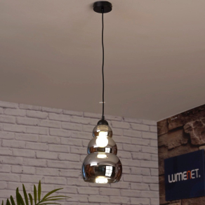   Függesztett lámpa füstszínben, lefelé szélesedő búrával - Salvatore Rábalux 72211