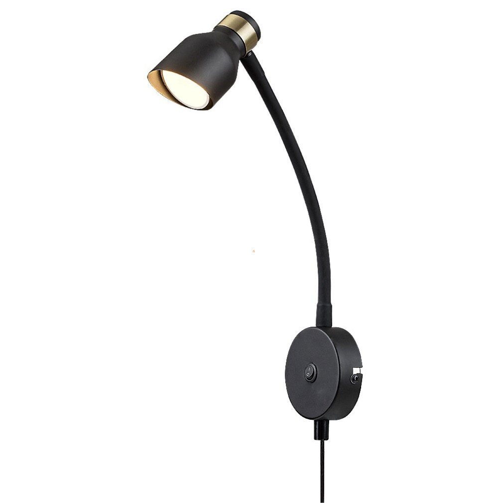 Fali lámpa billenőkapcsolóval, fekete-arany színben (Lilou)