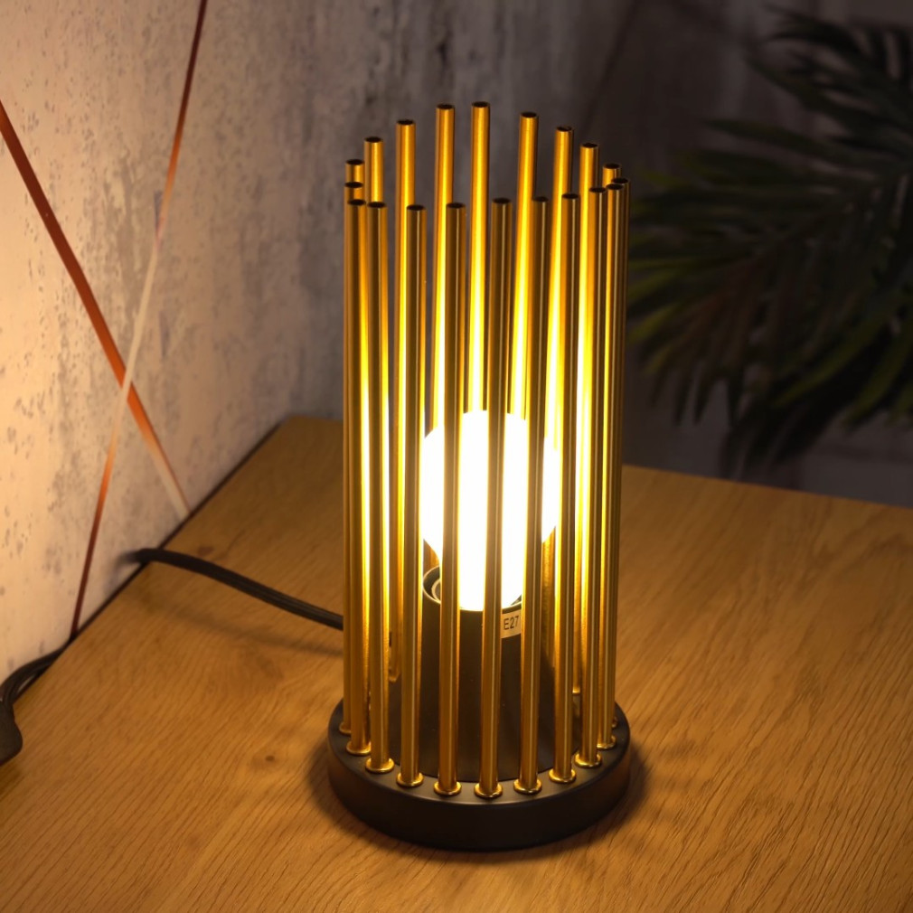 Pálcás asztali lámpa arany színben (Roxas)