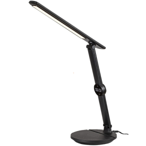   Íróasztali LED lámpa USB porttal 38 cm - Isak Rábalux 74198, memória, időzítő, szabályozható fényerősség, érintőkapcsoló, háttérfény, vezeték nélküli telefon töltő, 3000-4000-6500 K, 570 lm, 9 W, 12 V