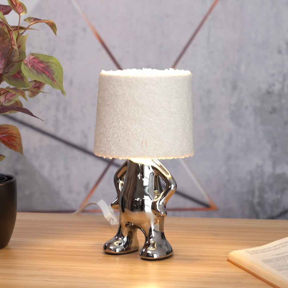 Design asztali lámpa törpe alakos talapzattal, 30 cm, króm - Smurfy Rábalux 74216