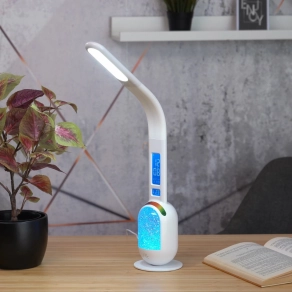   Szabályozható glitteres íróasztali LED lámpa idő és hőmérséklet kijelzővel, 38 cm, fehér - Figen Rábalux 74231