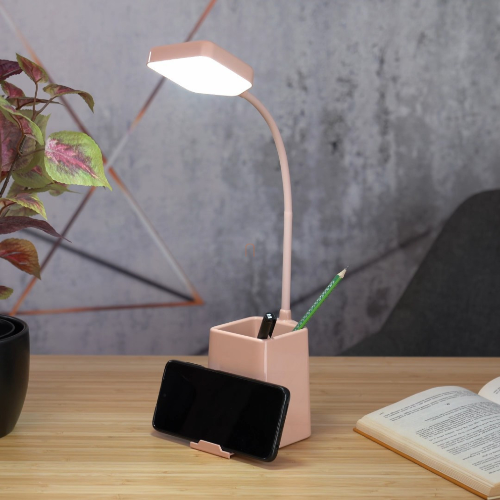 Íróasztali LED lámpa telefon és tolltartóval, 37 cm, rózsaszín - Arvid Rábalux 74245
