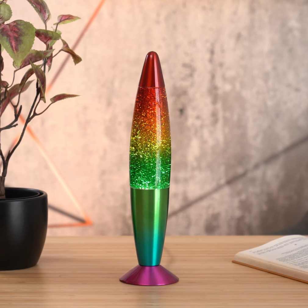 Glitteres lávalámpa szivárvány árnyalatban, 34 cm - Glitter Rábalux 76008