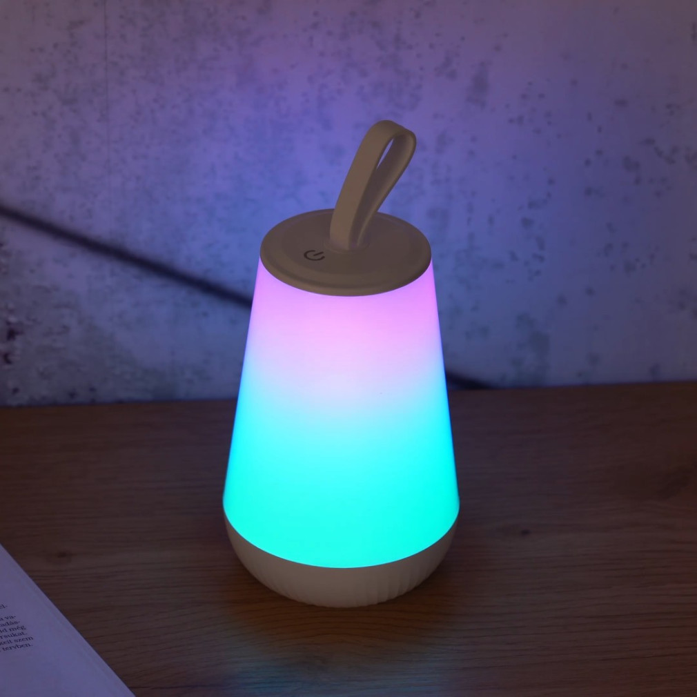 Hordozható dekor lámpa szabályozható színátmenetekkel - Franco-RGB Rábalux 76019, tölthető, USB, érintőkapcsolós, 3000 K, 100 lm, 2 W
